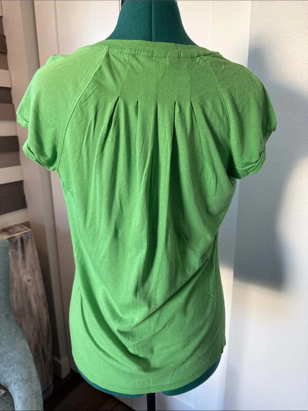 The Limited Bright Green V-Neck Pleated Short Sleeve Tee - Picture 4 of 4